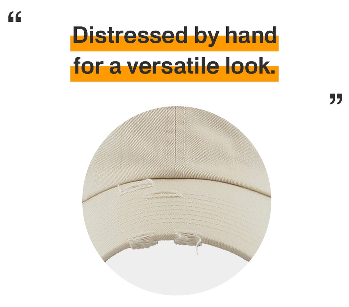 Stone Distressed Vintage Baseball Cap Front View